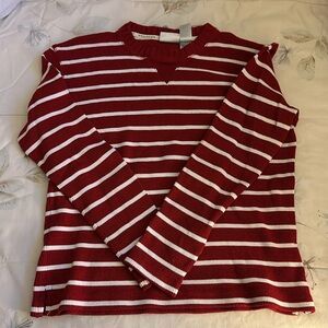 Villager Sport red and white stripes long sleeve shirt.